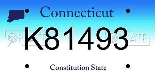 K81493 Connecticut License Plate