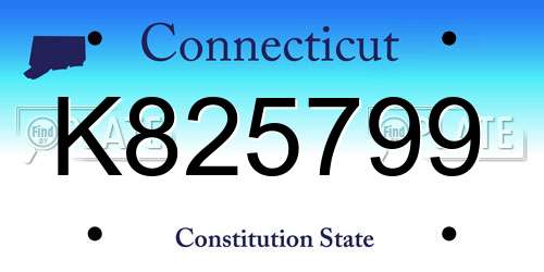 K825799 Connecticut License Plate