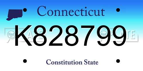 K828799 Connecticut License Plate