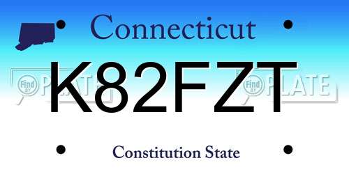 K82FZT Connecticut License Plate