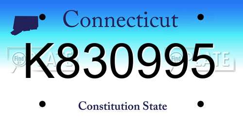 K830995 Connecticut License Plate