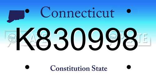 K830998 Connecticut License Plate