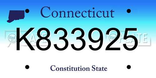K833925 Connecticut License Plate