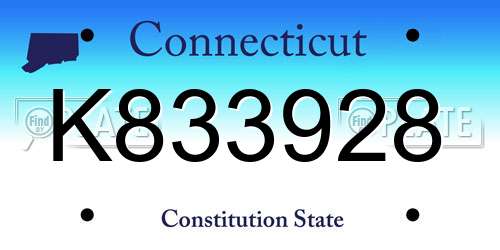 K833928 Connecticut License Plate