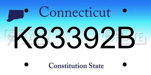 K83392B Connecticut License Plate