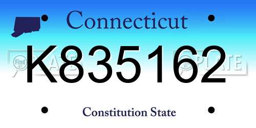 K835162 Connecticut License Plate
