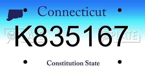 K835167 Connecticut License Plate