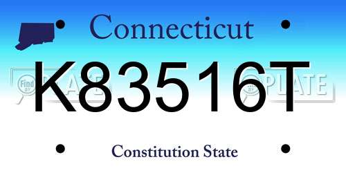 K83516T Connecticut License Plate