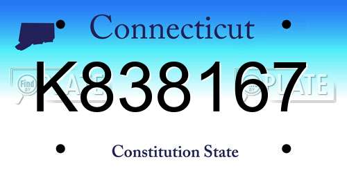 K838167 Connecticut License Plate