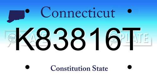 K83816T Connecticut License Plate