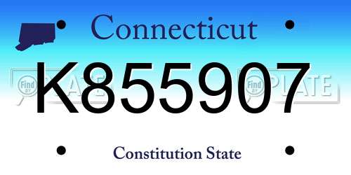K855907 Connecticut License Plate