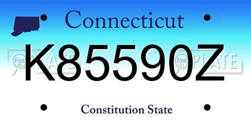 K85590Z Connecticut License Plate