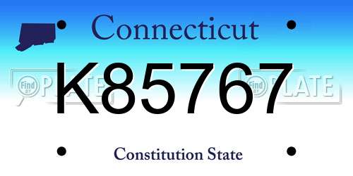 K85767 Connecticut License Plate