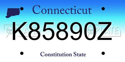 K85890Z Connecticut License Plate