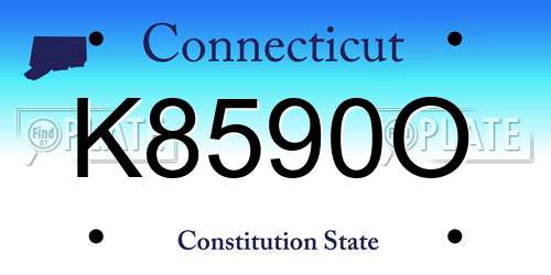 K8590O Connecticut License Plate