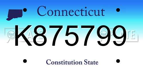 K875799 Connecticut License Plate