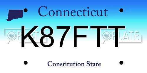 K87FTT Connecticut License Plate