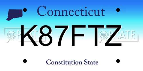 K87FTZ Connecticut License Plate
