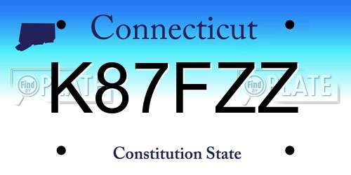 K87FZZ Connecticut License Plate