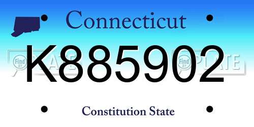 K885902 Connecticut License Plate