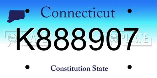 K888907 Connecticut License Plate
