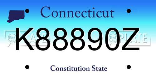 K88890Z Connecticut License Plate
