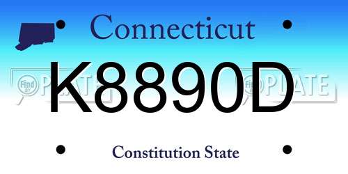 K8890D Connecticut License Plate