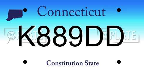 K889DD Connecticut License Plate