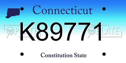 K89771 Connecticut License Plate