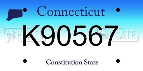 K90567 Connecticut License Plate