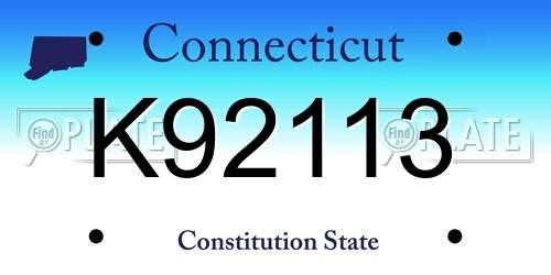 K92113 Connecticut License Plate