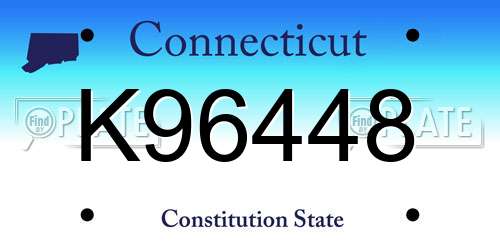 K96448 Connecticut License Plate