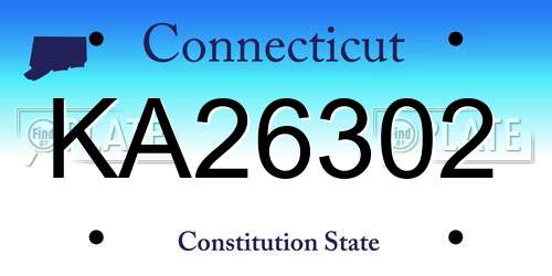 KA26302 Connecticut License Plate