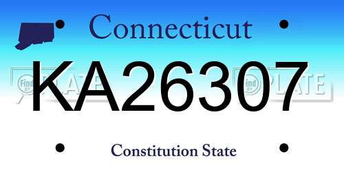 KA26307 Connecticut License Plate