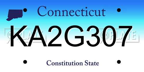 KA2G307 Connecticut License Plate