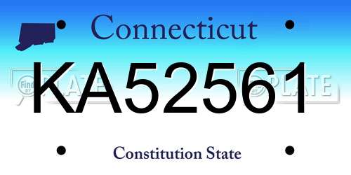 KA52561 Connecticut License Plate