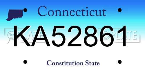 KA52861 Connecticut License Plate