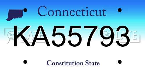 KA55793 Connecticut License Plate