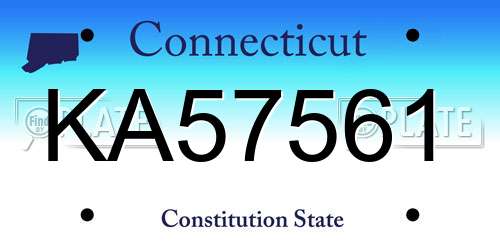KA57561 Connecticut License Plate