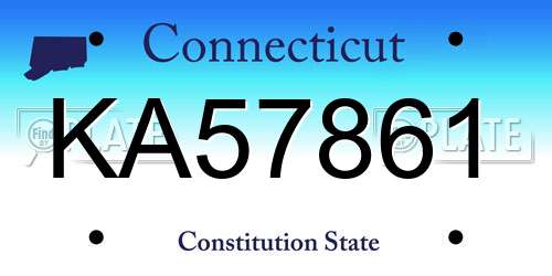 KA57861 Connecticut License Plate