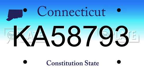 KA58793 Connecticut License Plate