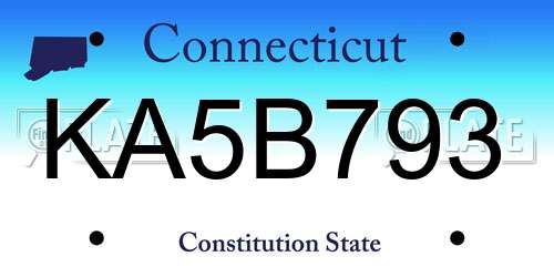 KA5B793 Connecticut License Plate