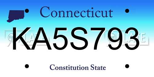 KA5S793 Connecticut License Plate
