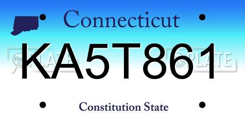 KA5T861 Connecticut License Plate