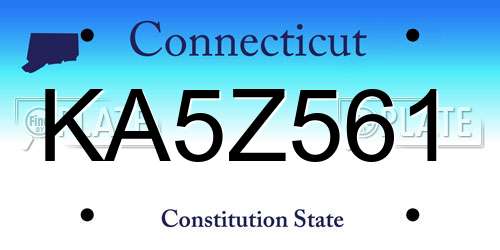 KA5Z561 Connecticut License Plate
