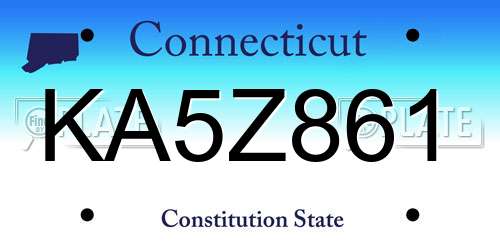 KA5Z861 Connecticut License Plate