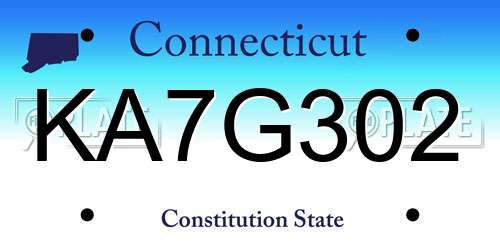 KA7G302 Connecticut License Plate