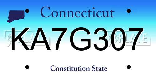 KA7G307 Connecticut License Plate