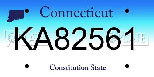 KA82561 Connecticut License Plate