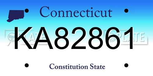 KA82861 Connecticut License Plate